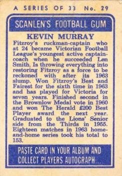 1964 Scanlens VFL #29 Kevin Murray Back